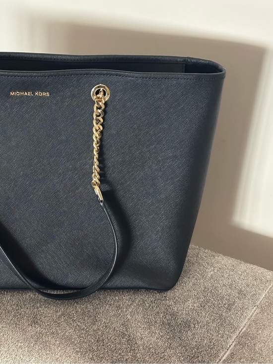 Michael Kors Handbags - Michael Kors Black Saffiano Tote with Gold Chain Strap